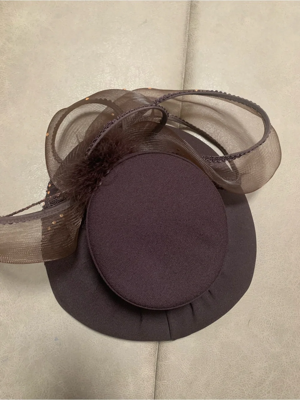 Vintage Gilbert & Ivy Womens Brown Wool Millinery Embellished Formal/Derby Hat